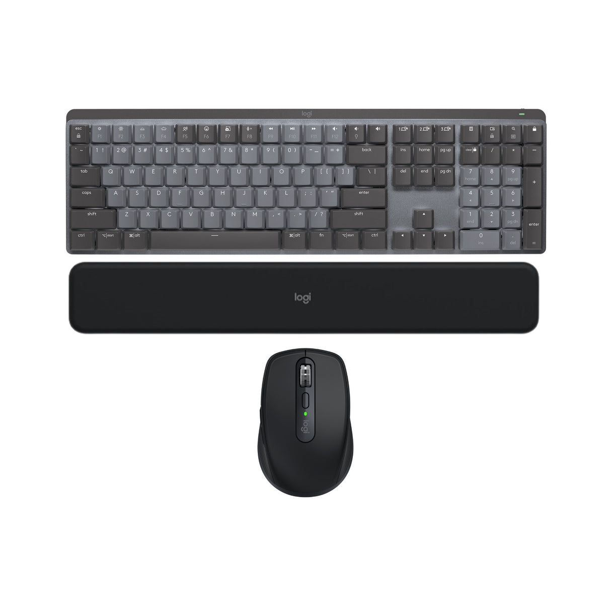 Logitech MX Mechanical Wireless Illuminated Keyboard, Clicky Switches (Graphite) w/Mouse & Palm Rest