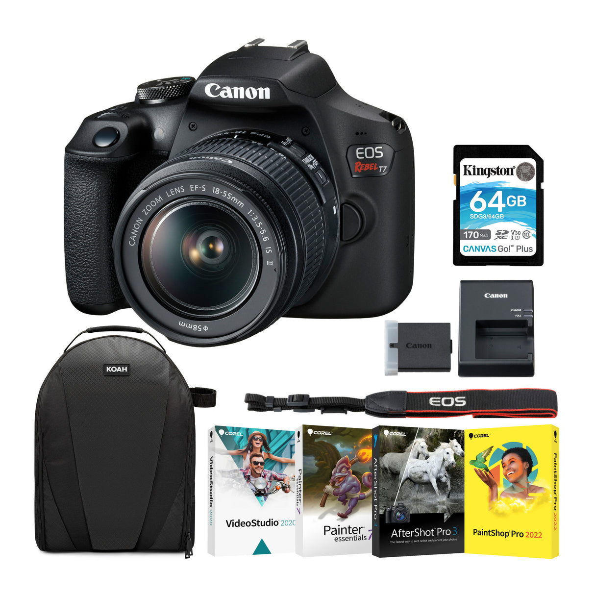 Canon EOS Rebel T7 with EF-S 18-55mm IS II Lens Memory Premier Bundle
