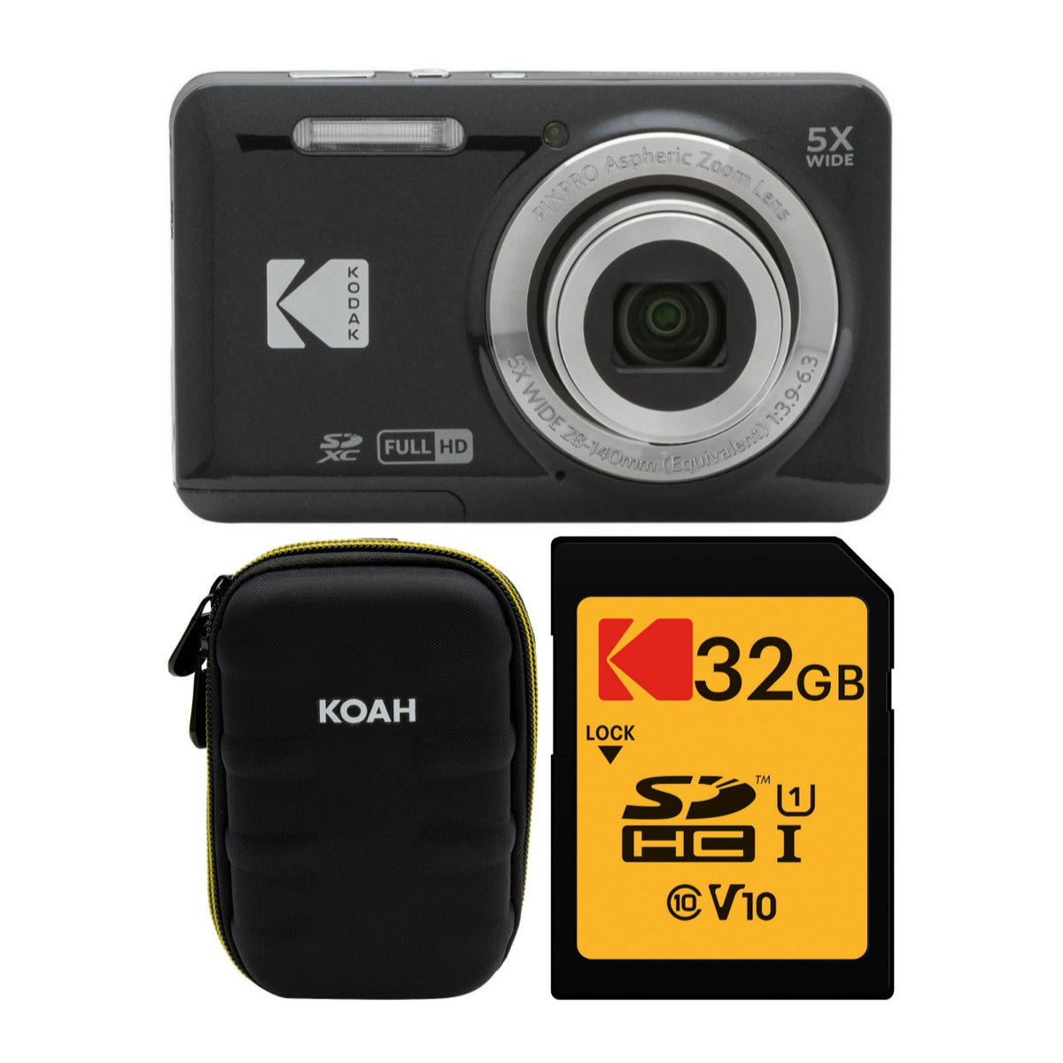 Kodak PIXPRO Friendly Zoom FZ55 Digital Camera (Black) with Camera 