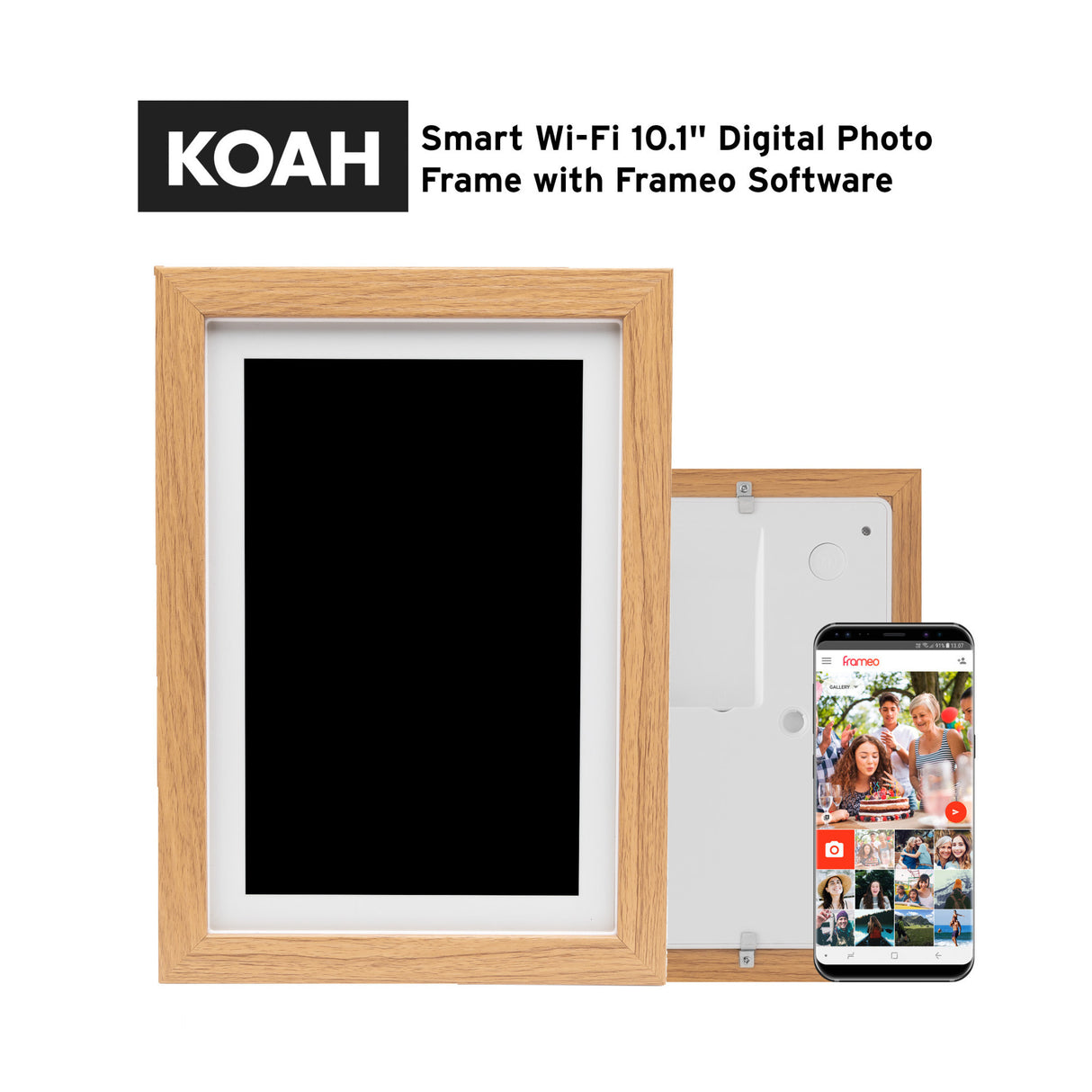 Koah Smart WiFi 10.1-inch Digital Frame 8GB (Wood) with 32GB microSDHC Memory Card and Adapter