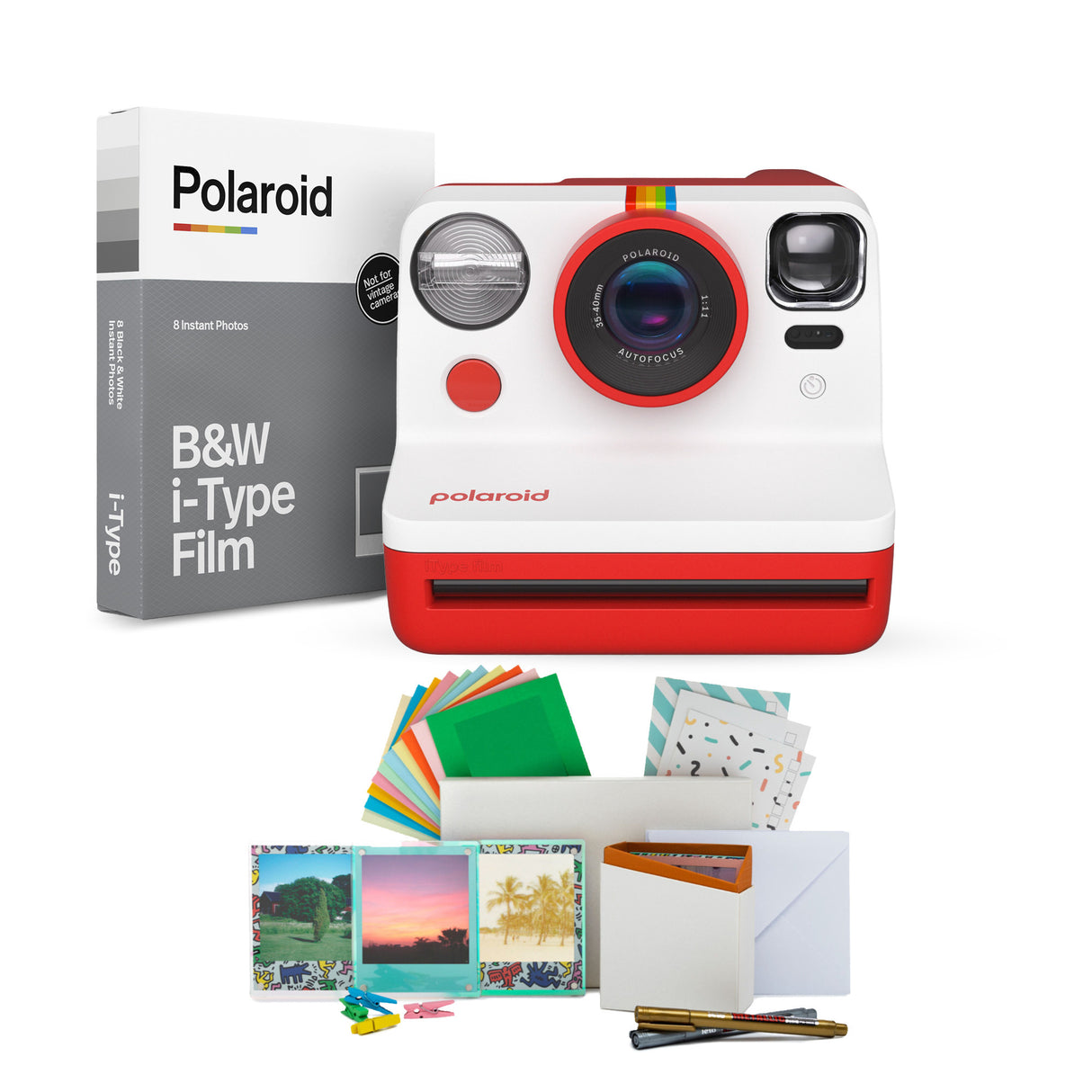 Polaroid NOW Instant Camera Generation 2 (Red) with Film Kit and B&W Film Bundle
