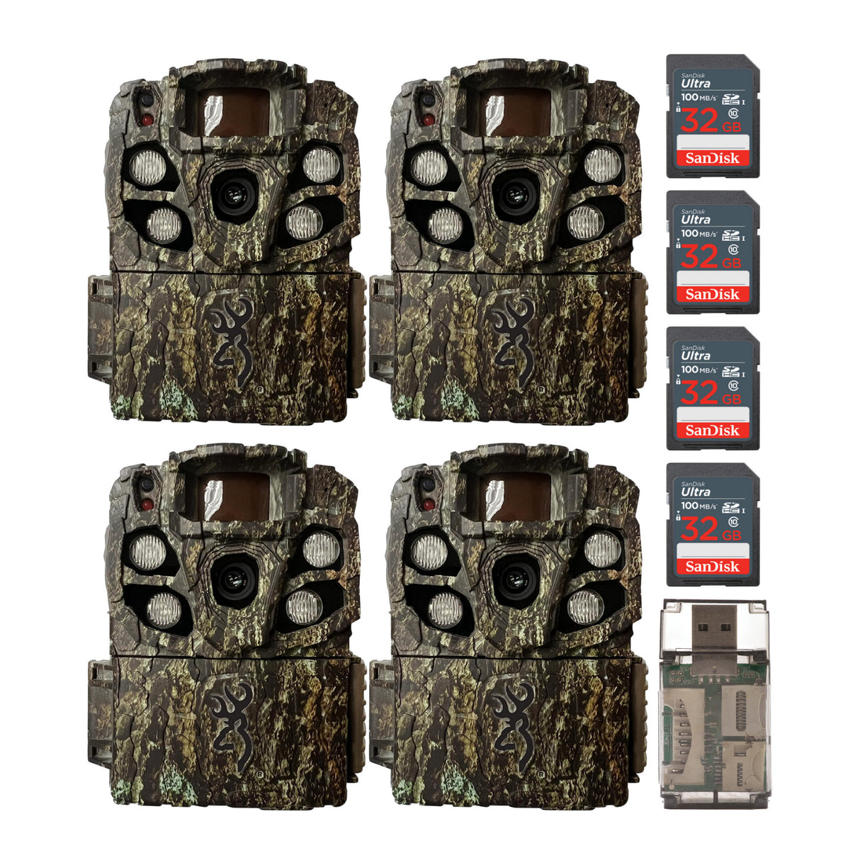Browning Strike Force Full HD Extreme Trail Camera with 32 GB SD Card and Card Reader (4-Pack)