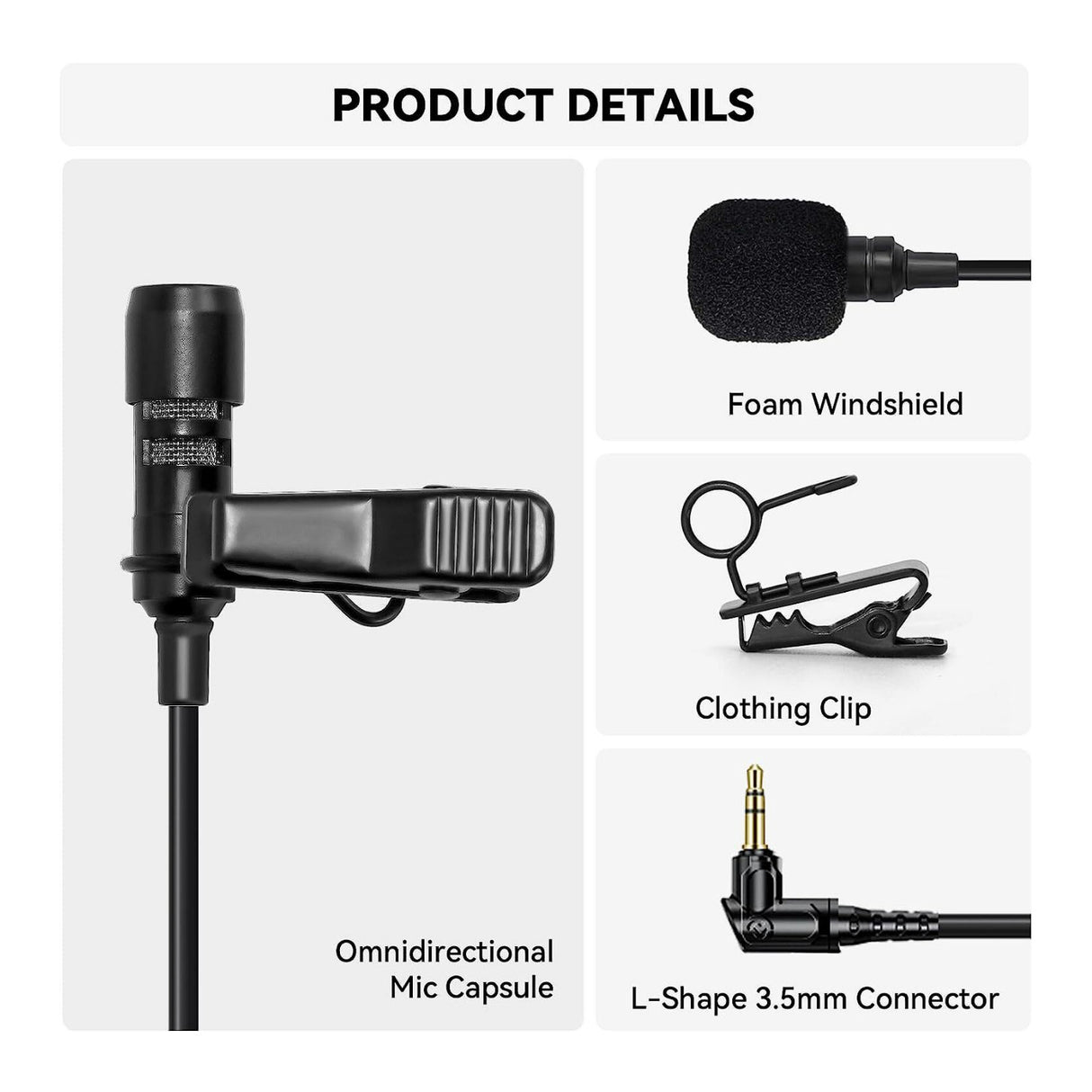 Hollyland Omnidirectional Lavalier Microphone for LARK MAX Mic System (Black)