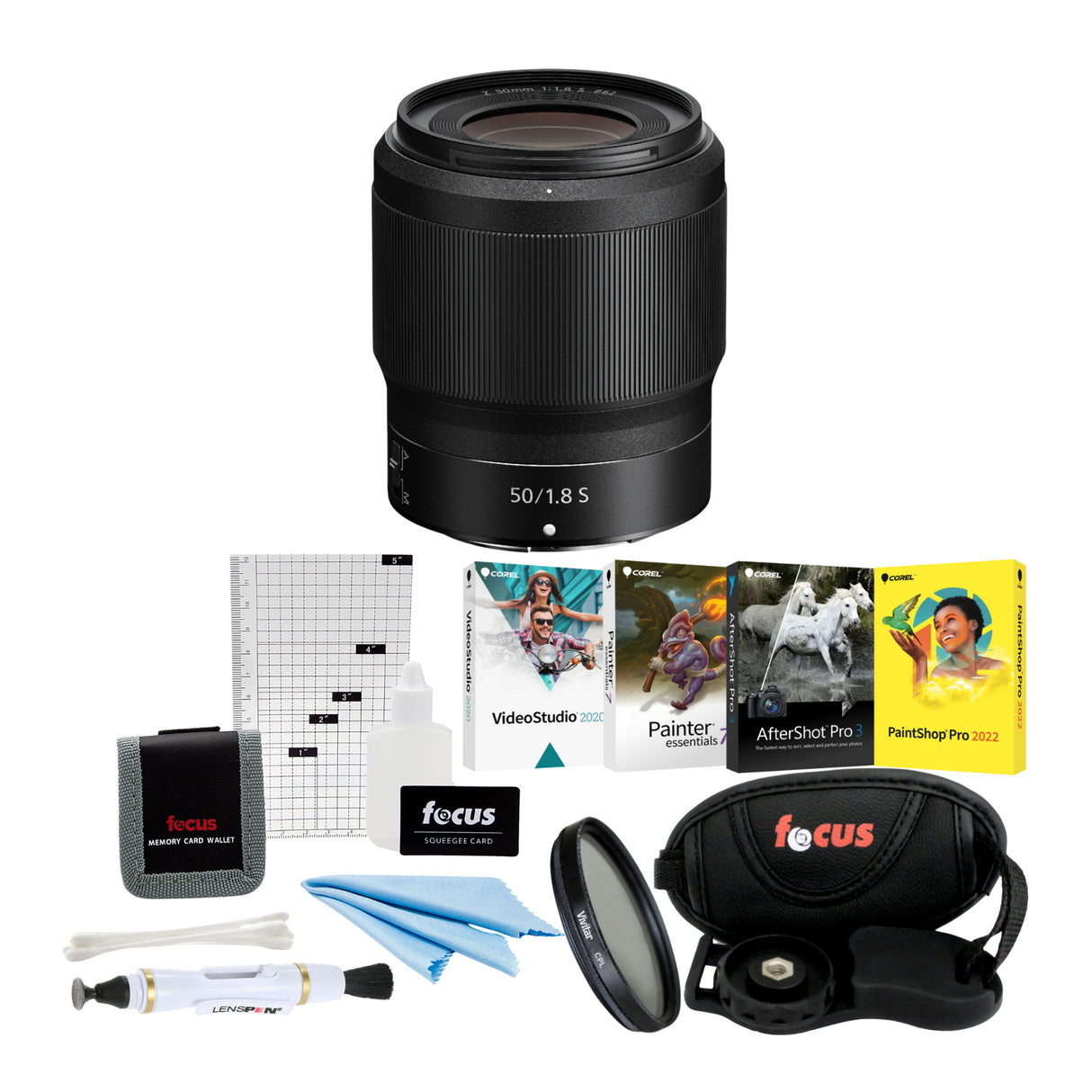 Nikon NIKKOR Z 50mm f/1.8 S Lens with Deluxe Accessory Bundle