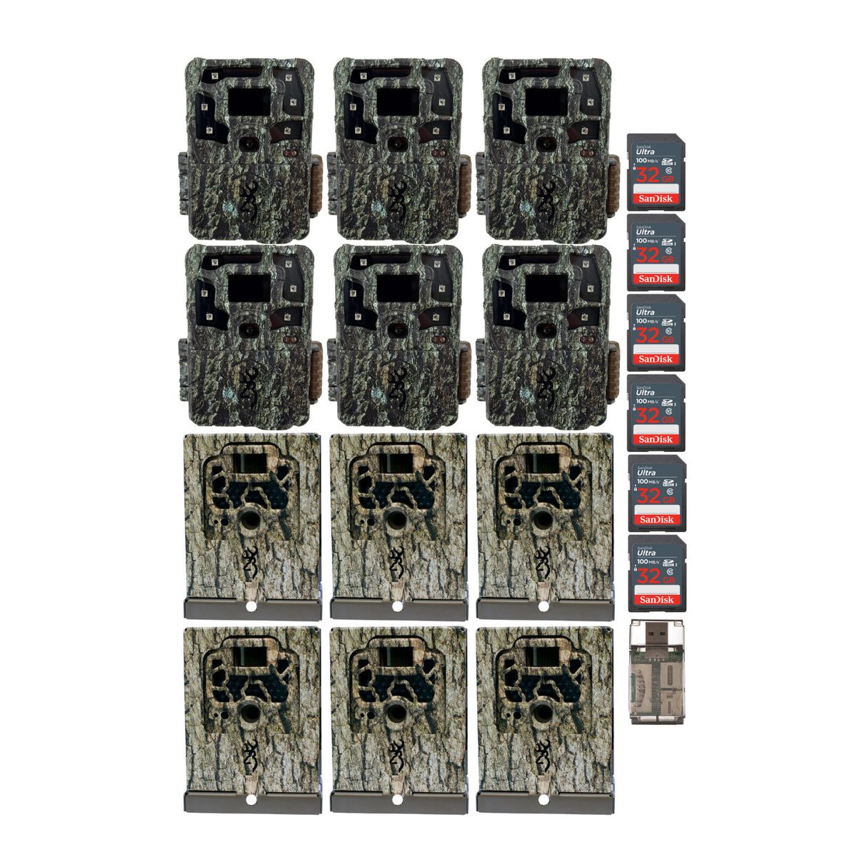Browning Strike Force Pro X Trail Camera w/SD Card, Security Box Bundle (6-Pack)