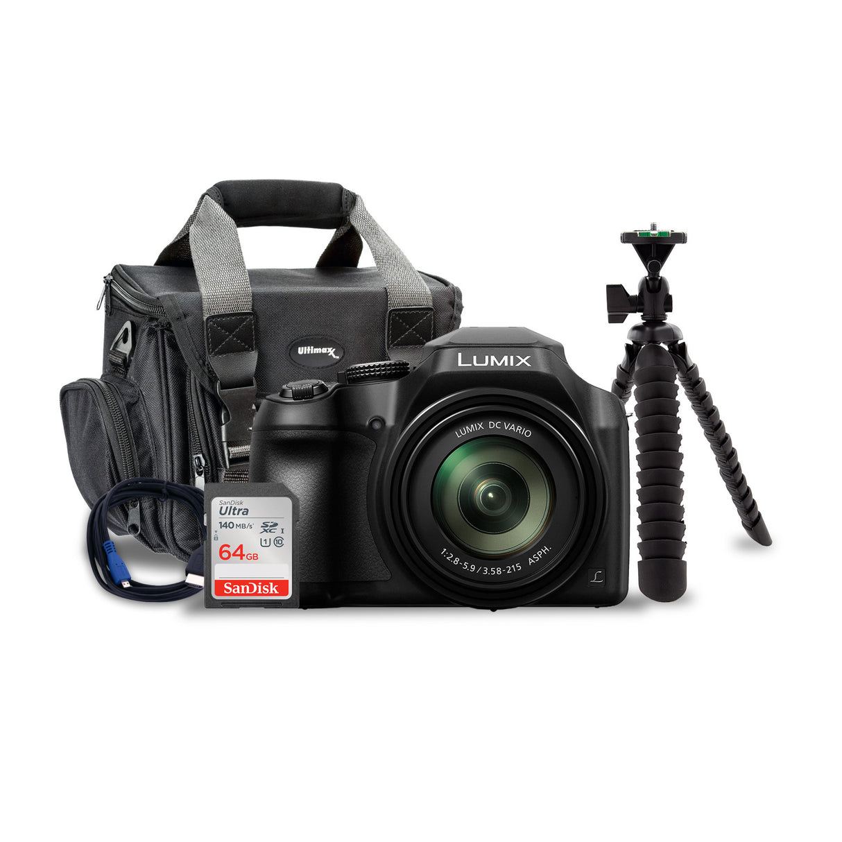 Panasonic LUMIX FZ80D 18.1MP 4K Point Shoot Long Zoom Camera with 64GB SD Card and Accessory Bundle