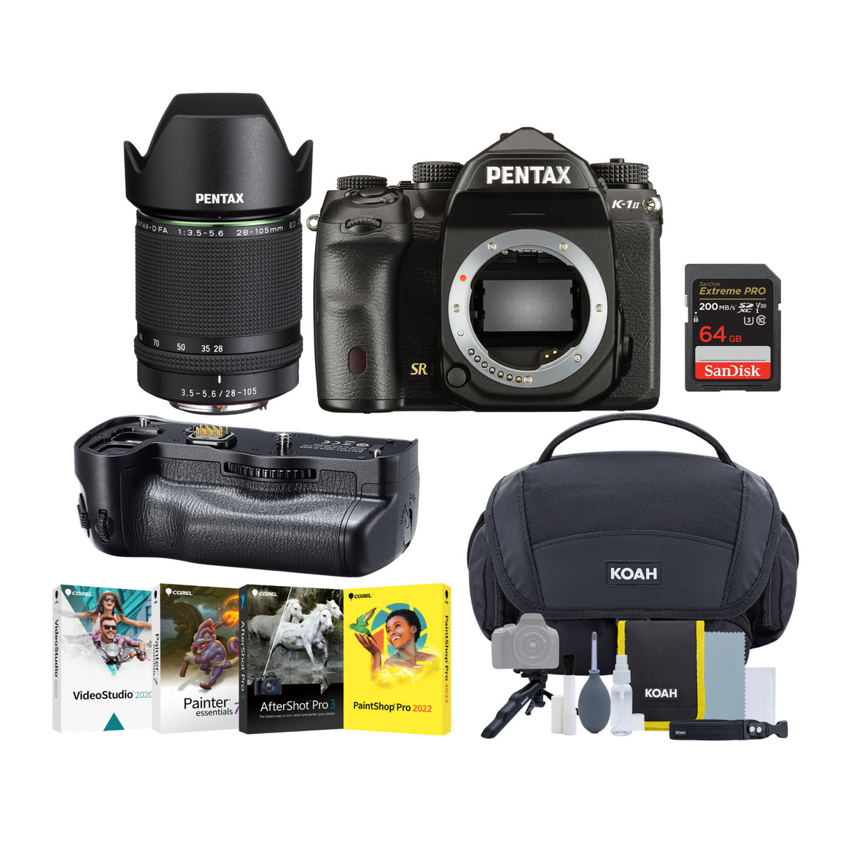 Pentax K-1 Mark II DSLR Camera, 28-105mm Lens with Grip, SD Card, Photo Editing Software Bundle