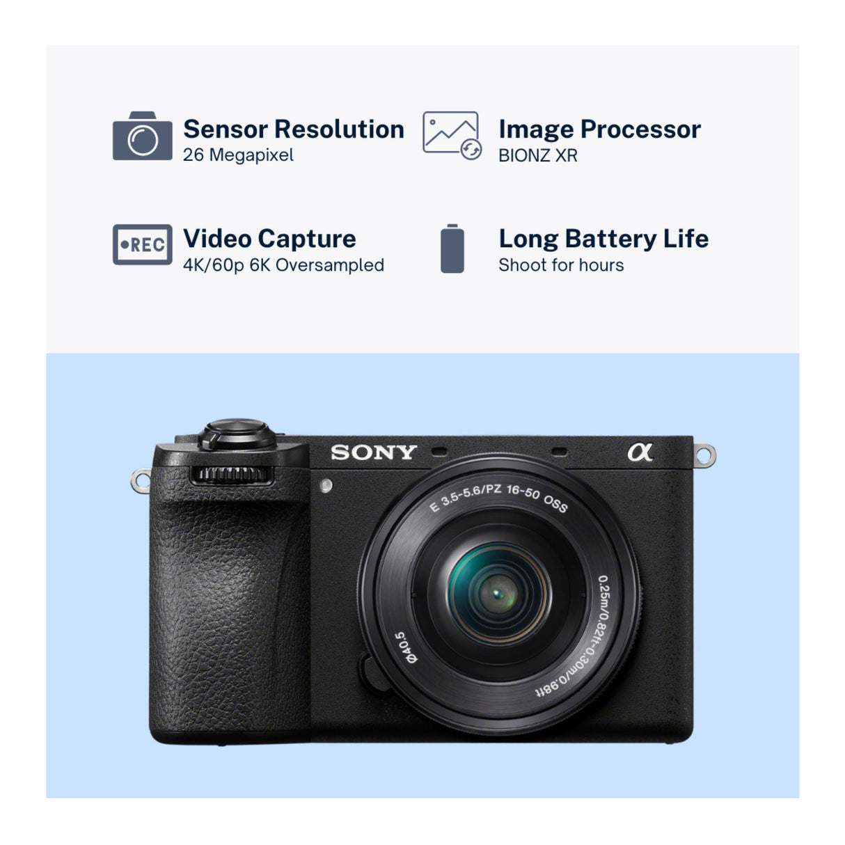 Sony Alpha 6700 APS-C Mirrorless Camera with 16-50mm lens with Mug, Photo Editing Software Bundle