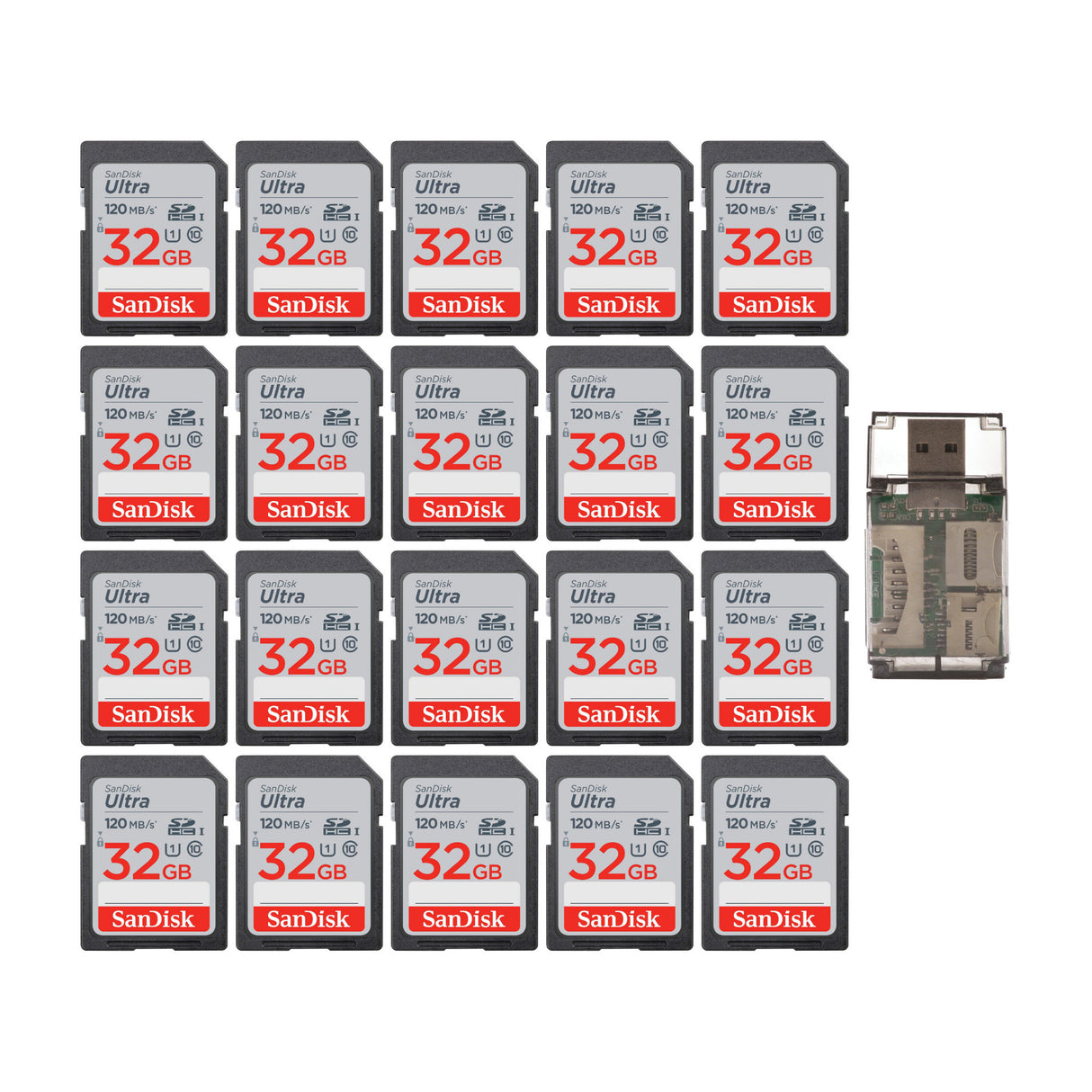 SanDisk 32GB Ultra SDHC UHS-I Memory Card w/High Speed USB Card Reader (20-Pack)