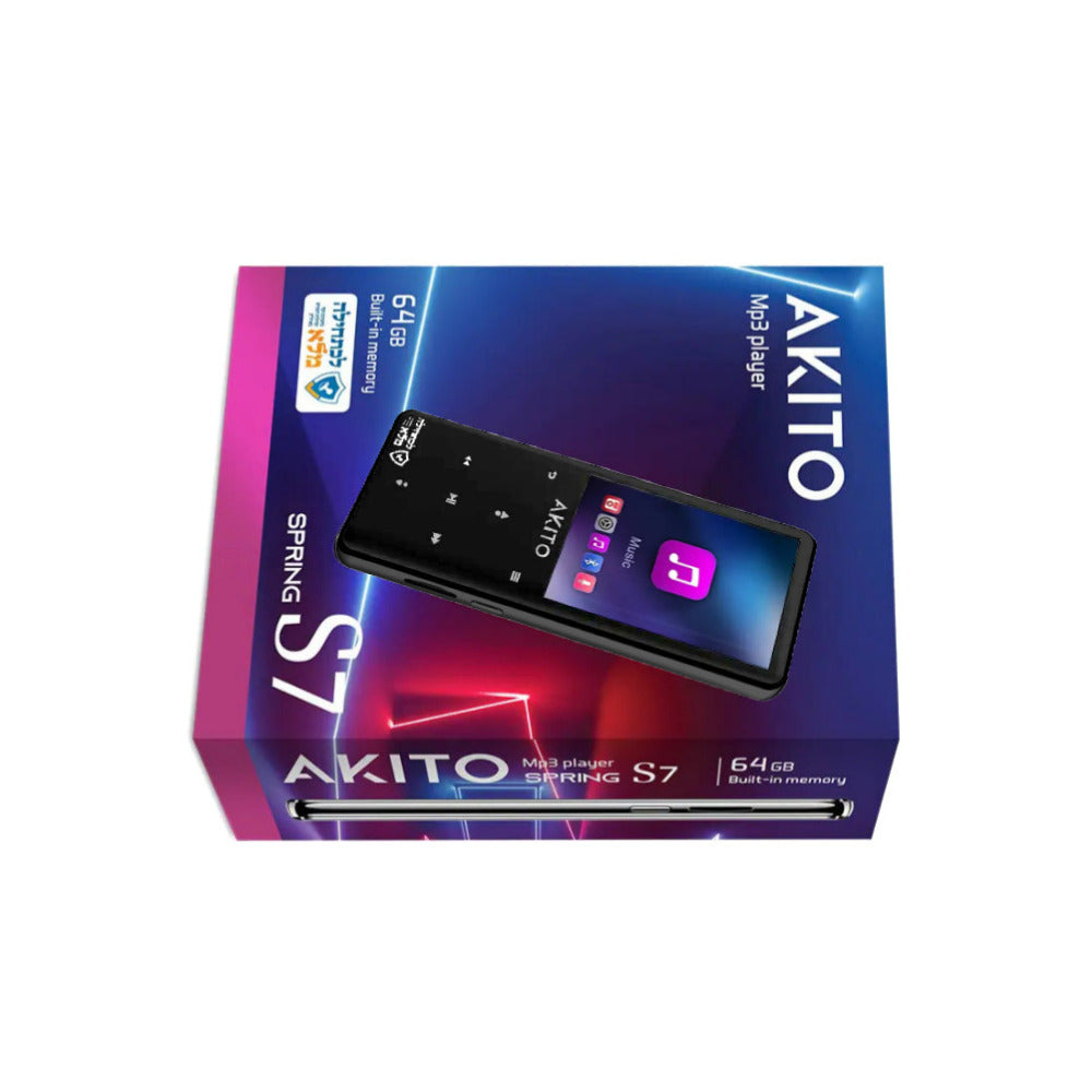 AKITO S7 64GB Kosher MP3 Player with Buttons, Built-in Speakers, Recorder, and Touch Buttons (Black)