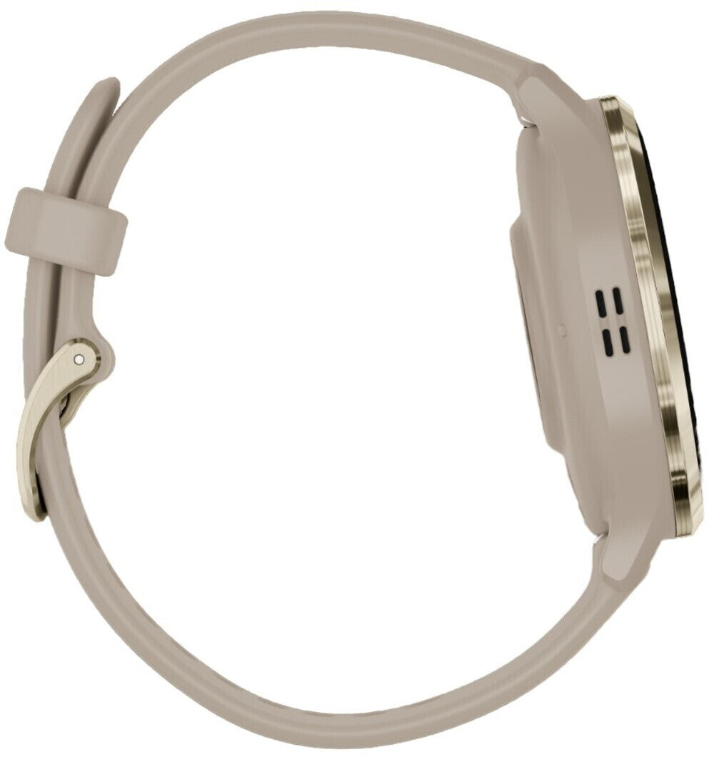 Garmin Venu 3S Soft Gold SS Bezel Smart Watch with 41mm French Gray Case and Silicone Band