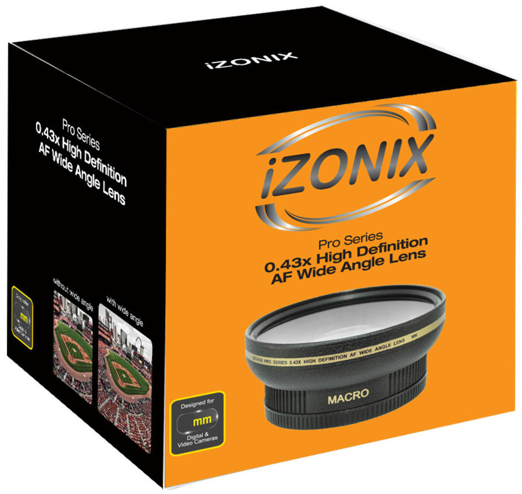 iZONIX Pro Series 58mm 0.43x High Definition AF Wide Angle Lens with Multi-Coated High Quality Glass