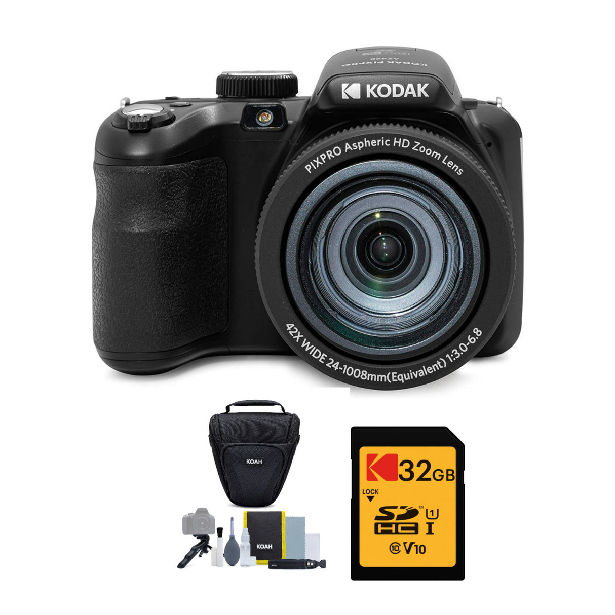 Kodak PIXPRO AZ425 Astro Zoom 20MP Digital Camera (Black) with 32GB Card and Camera Case