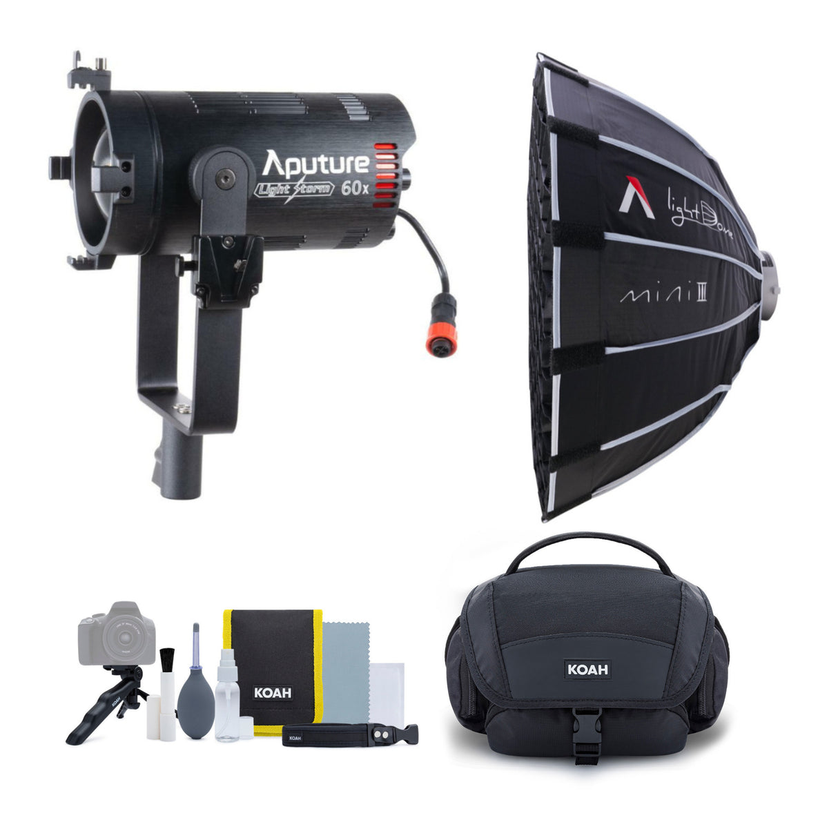 Aputure LS 60x Bi-Color LED Focusing Flood Light with Light Dome Mini III and Accessory Kit