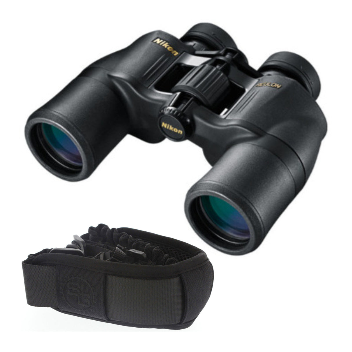 Nikon Aculon A211 10x42 Binoculars with Bungee Strap Bundle