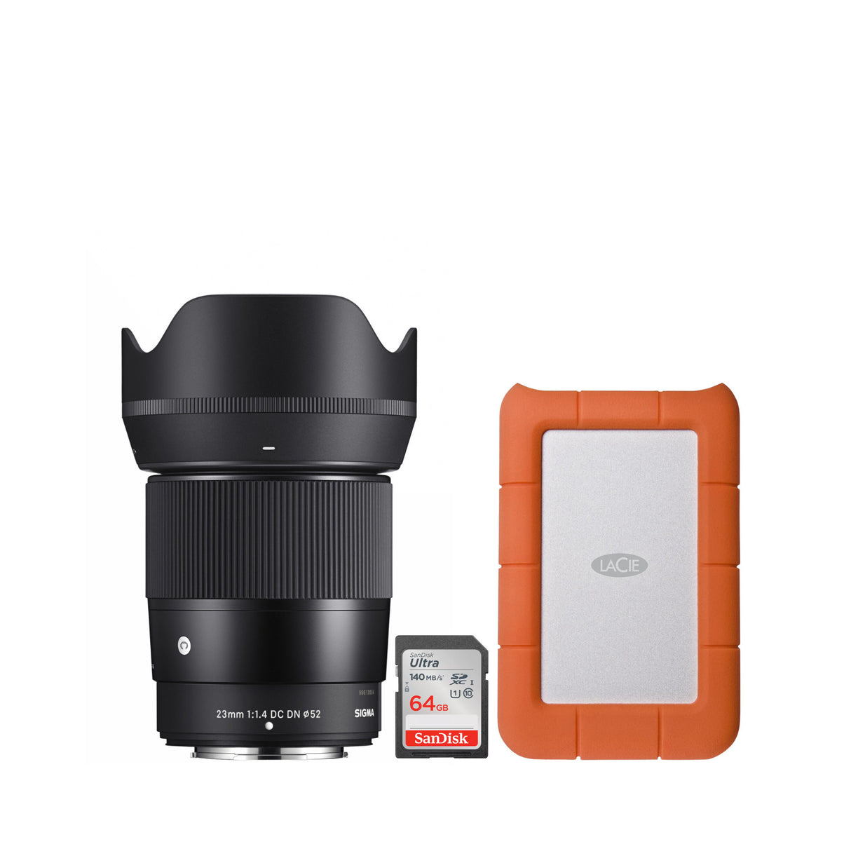 Sigma 23mm F1.4 DC DN Contemporary Lens for Fujifilm X-Mount and Hard Drive Bundle