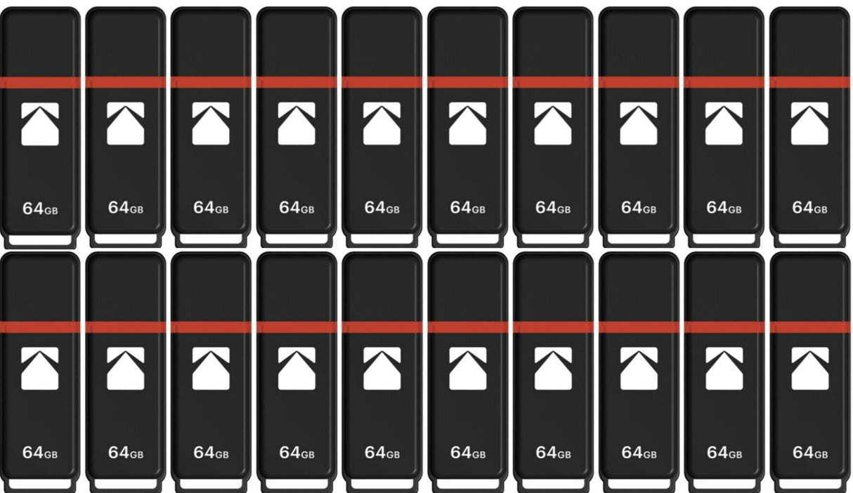 Kodak Classic K100 Cap and Body Series Universal Compatible USB2.0 64GB Flash Drive (20 Pack)