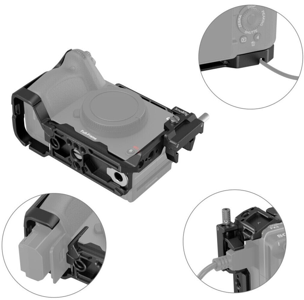 SmallRig Modular U-Shaped Camera Cage with NATO Rail and HDMI Cable Clamp for Sony FX30 and FX3