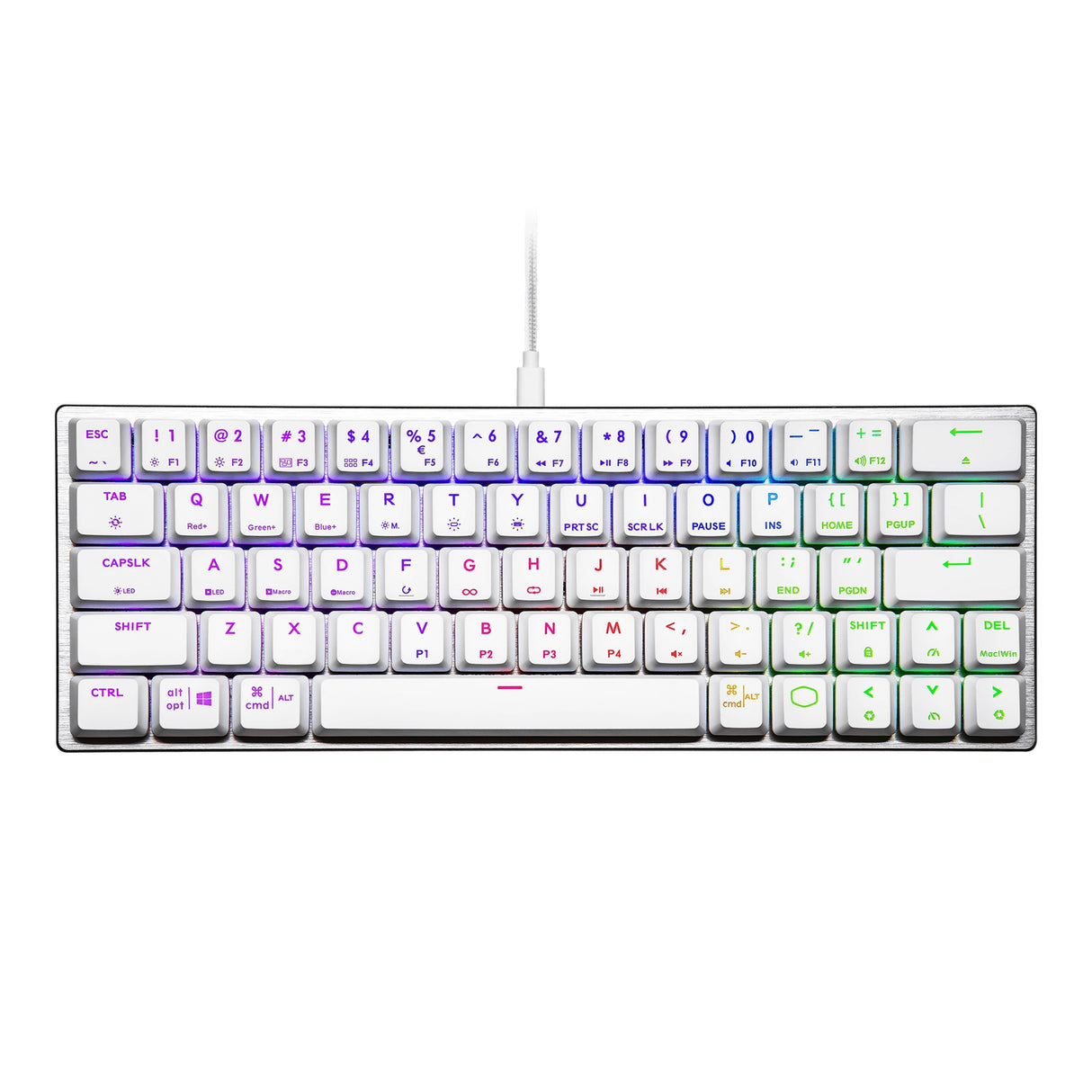 Cooler Master SK620 60% Silver/White Mechanical Low Profile Gaming Keyboard with Tactile Brown Switches, RGB, and USB-C