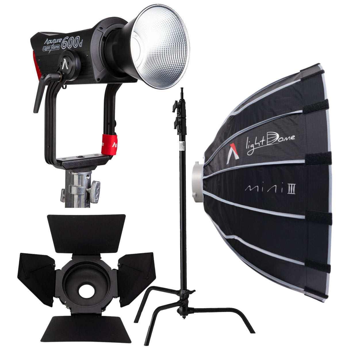 Aputure LS 600C PRO RGBWW LED Light - Ultra-Bright 600W Output with Hyper Reflector w/C-Stand Bundle