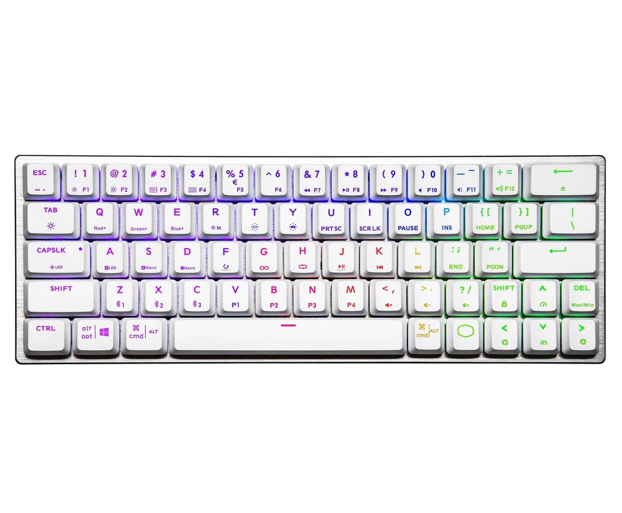 Cooler Master SK622 Wireless Bluetooth Mechanical Low Profile Gaming Keyboard with Tactile Brown Switches (Silver/White)