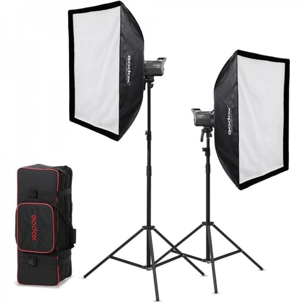 Godox 2-Light Kit Litemons LA150Bi Bi-color LED K2 with Accessories and Godox Light App Support