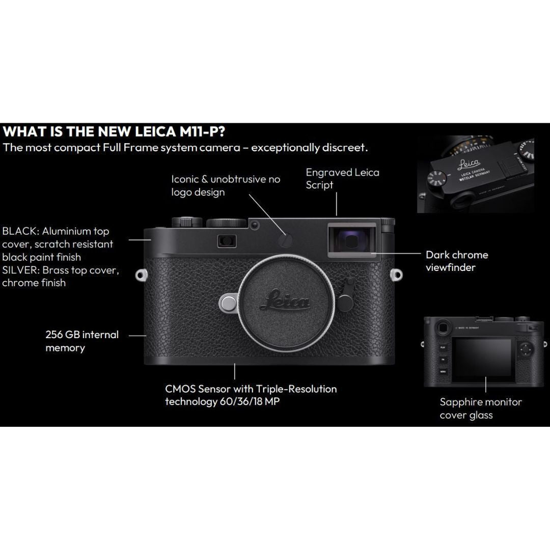 Leica M11-P Camera with 60MP BSI CMOS Sensor with Triple Resolution Technology (Black)