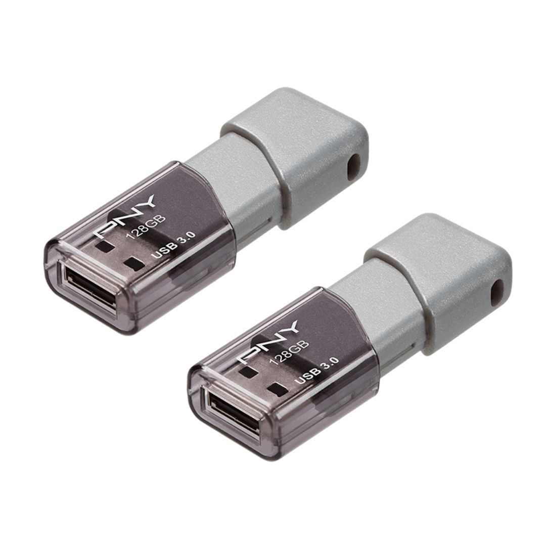 PNY 256GB Turbo Attache 3 USB 3.0 Portable Sliding Collar Cap-Less Flash Drive (2 x 128GB, Silver)
