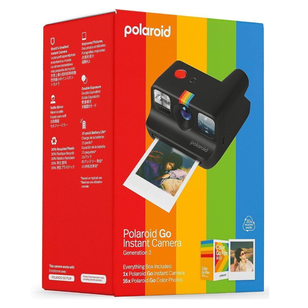 Polaroid Go Everything Box Generation 2, Includes Camera, Film, Strap, and Charging Cable (Black)