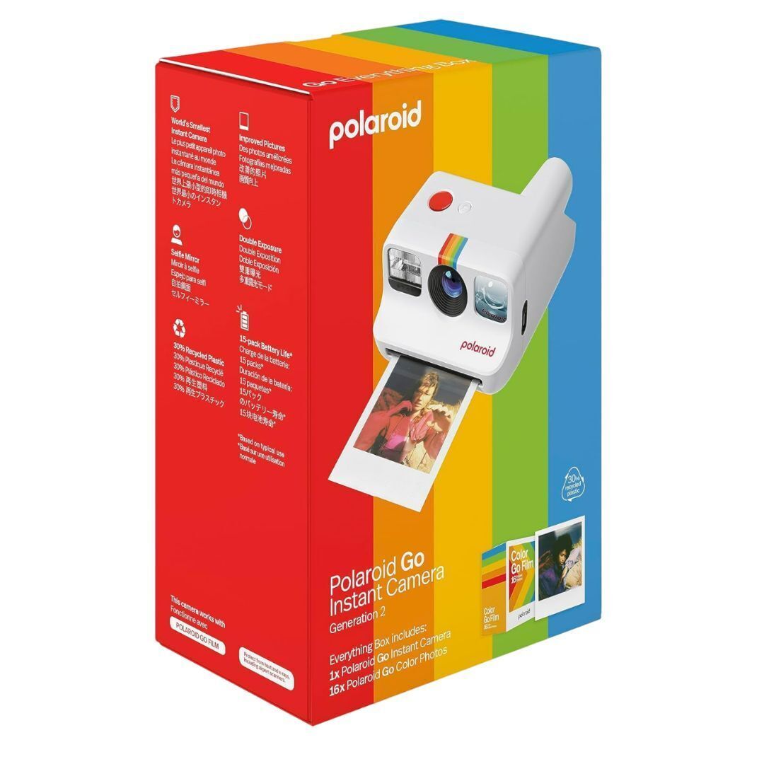 Polaroid Go Everything Box Generation 2, Includes Camera, Film, Strap, and Charging Cable (White)