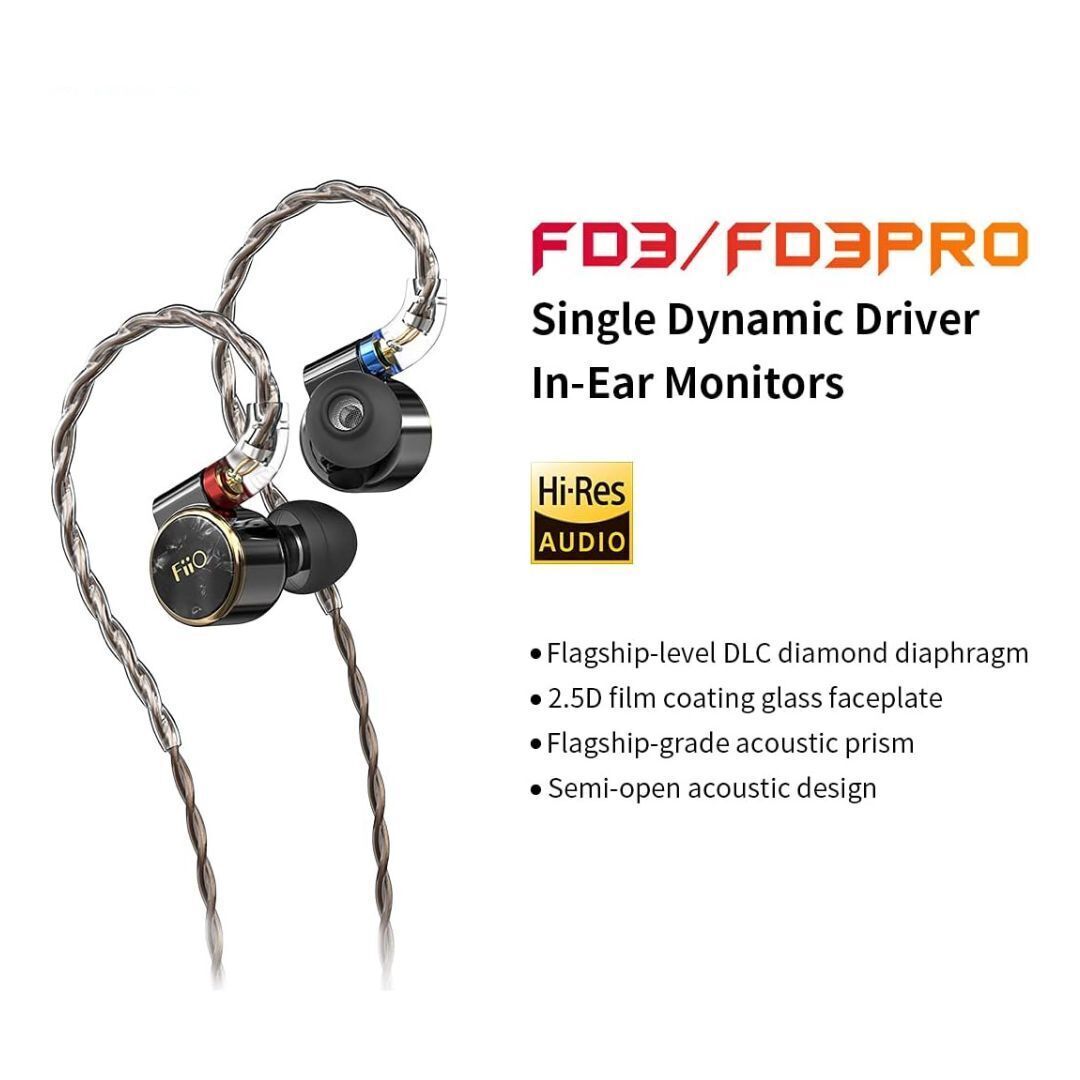 FiiO FIIOFD3PRO Dynamic In-Ear Monitor Earphones - Dlc Driver & Cable Set