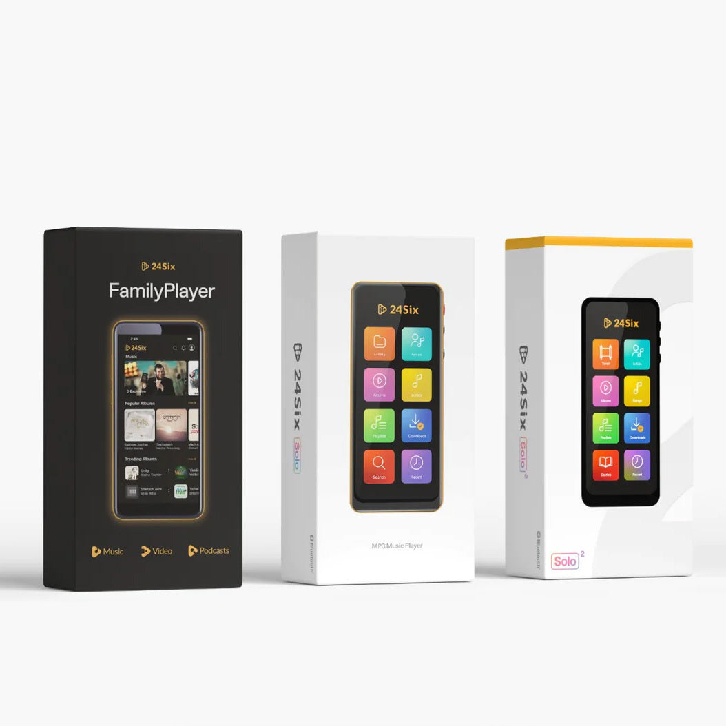 24Six Solo2 Kosher MP3 Player (Black) with Bluetooth, Music, Children's Stories and Torah Shiurim