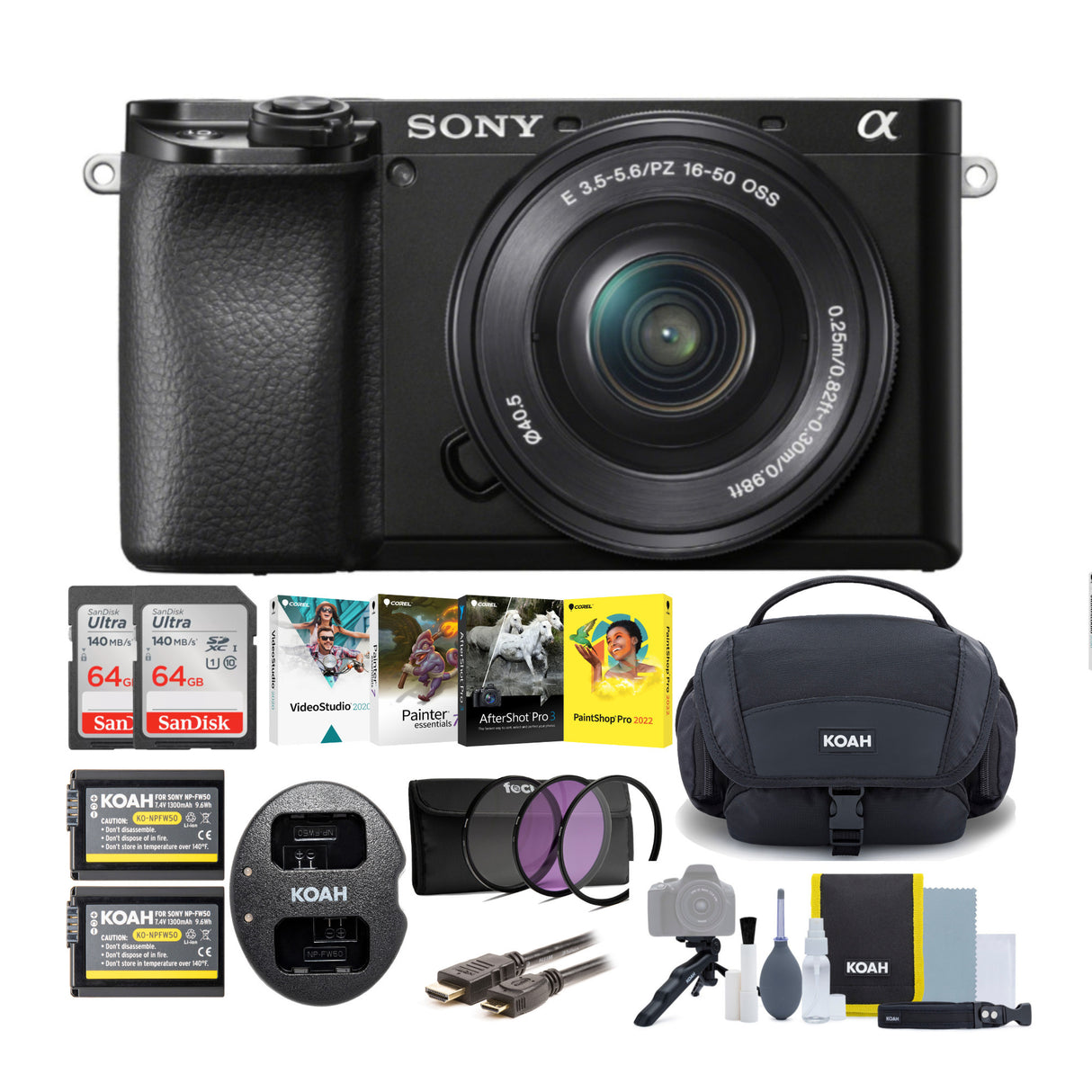 Sony Alpha a6100 APS-C Mirrorless Interchangeable-Lens Camera with 16-50mm Lens (Black) Bundle