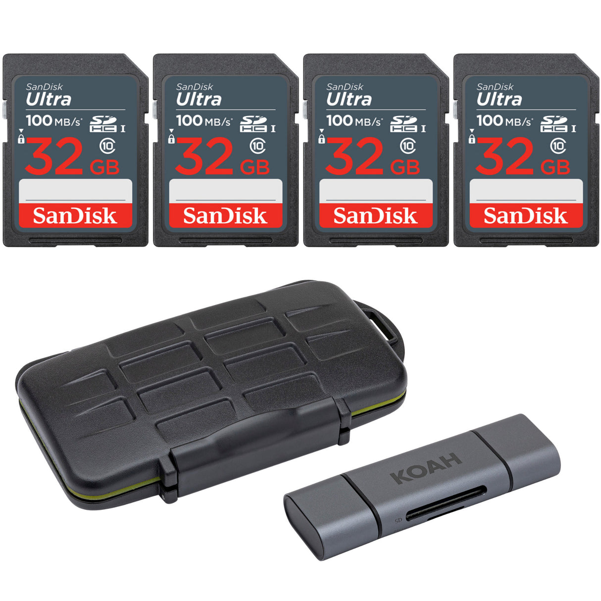 SanDisk 32GB Ultra SDHC UHS-I Memory Card with Koah Pro Rugged Memory Storage Carrying Case