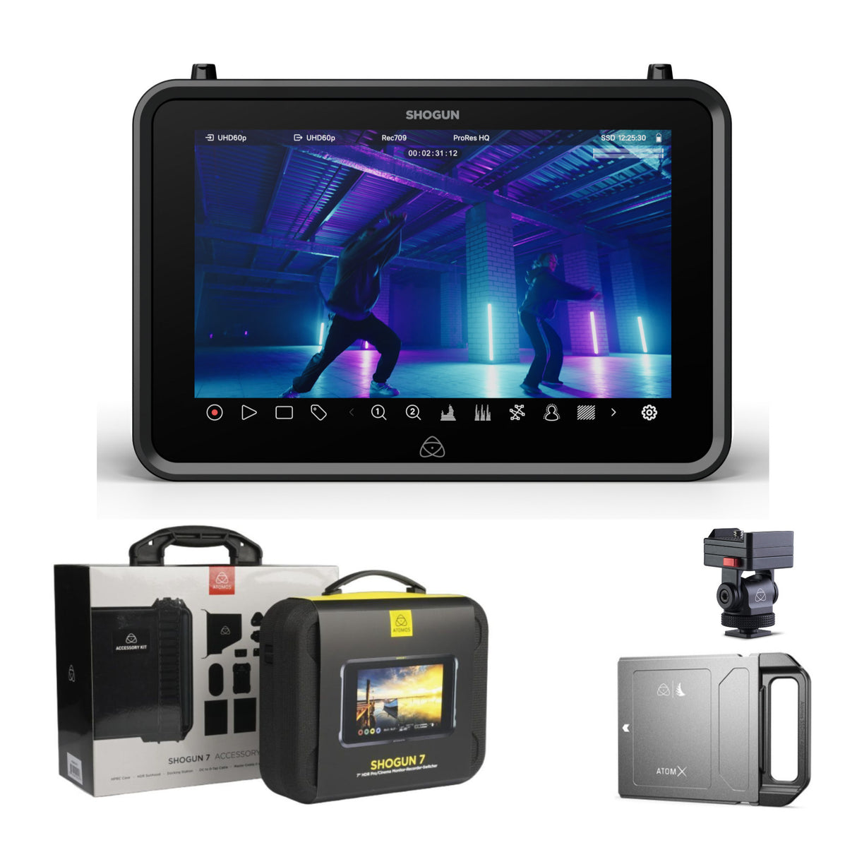 Atomos Shogun 7-inch HDR Monitor-Recorder 6K Raw with SSDmini (1TB), Monitor Mount, Accessory Kit