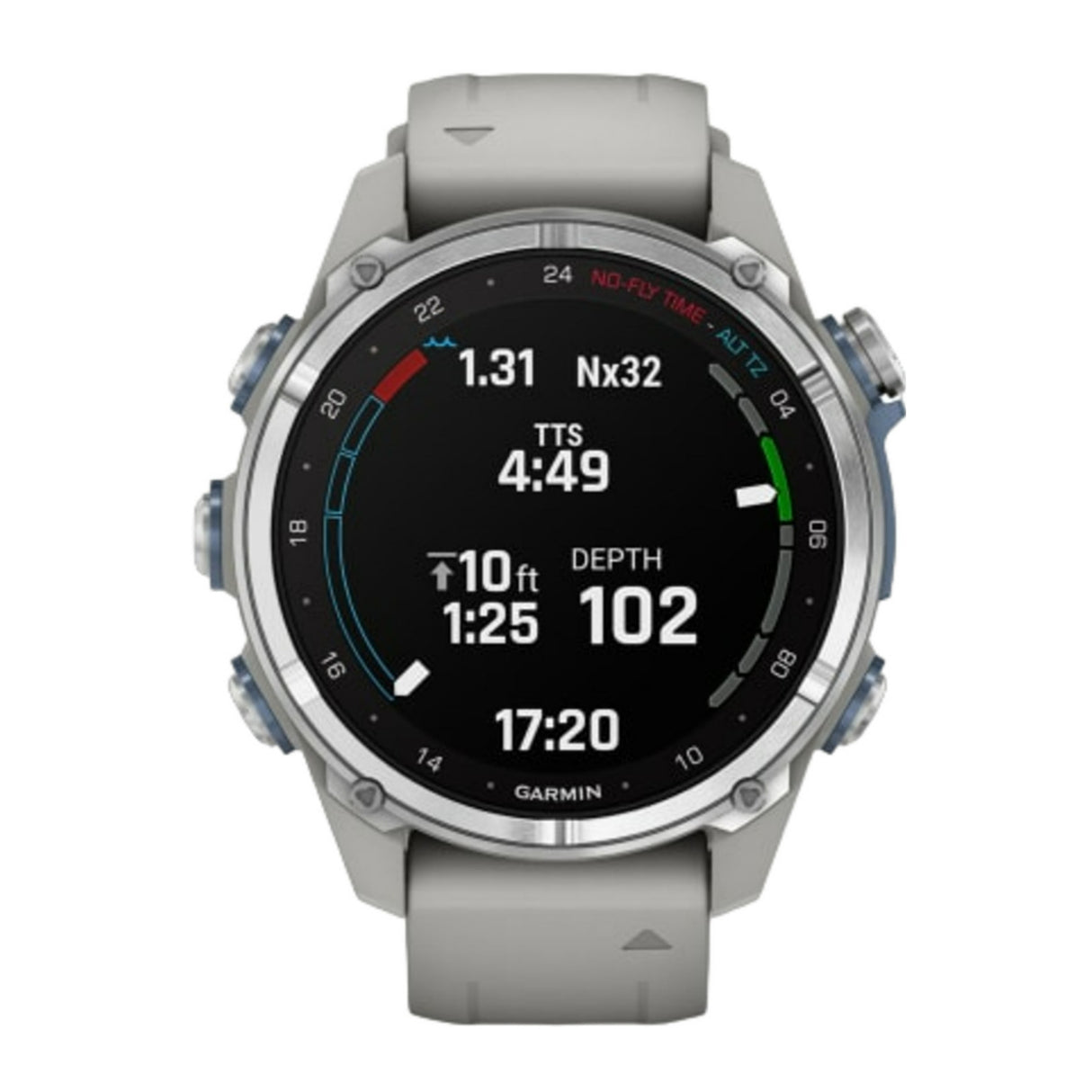 Garmin Descent Mk3 Watch Style-Dive Computer (43mm, Stainless Steel with Fog Gray Silicone Band)