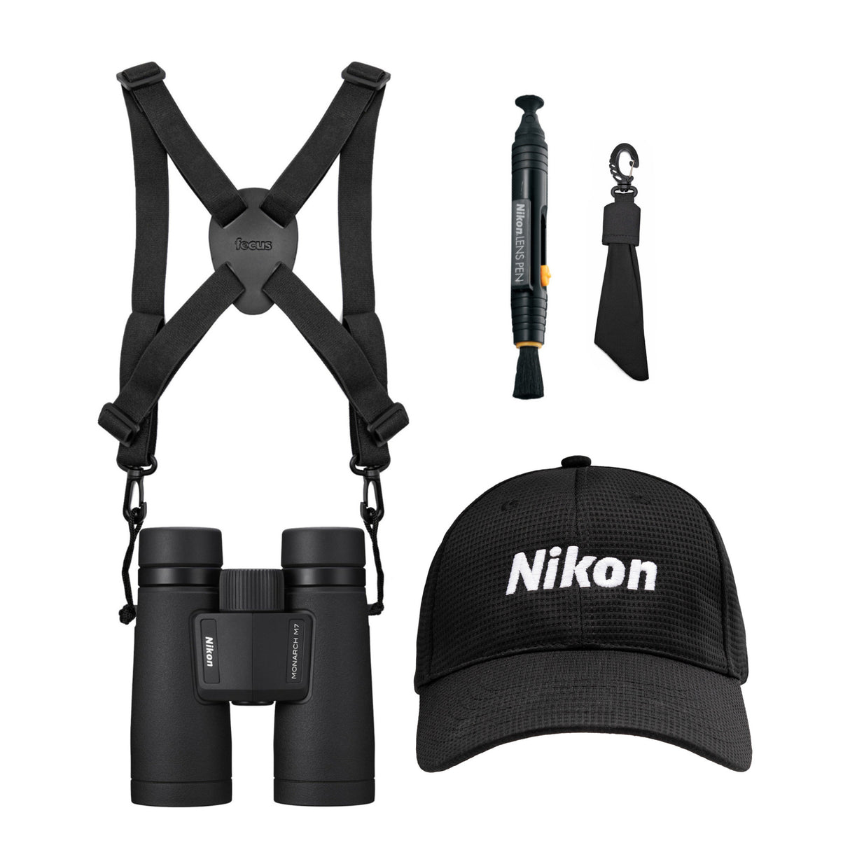 Nikon Monarch M7 8x42 Binoculars with Hat and Accessory Bundle