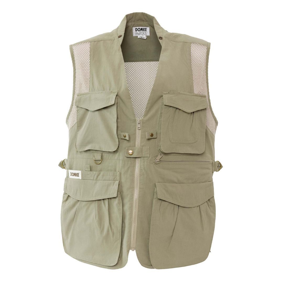 DOMKE PhoTOGS Vest with 100 Percent Cotton, 12 Pockets and Padded Collar (Sand, Small Size)