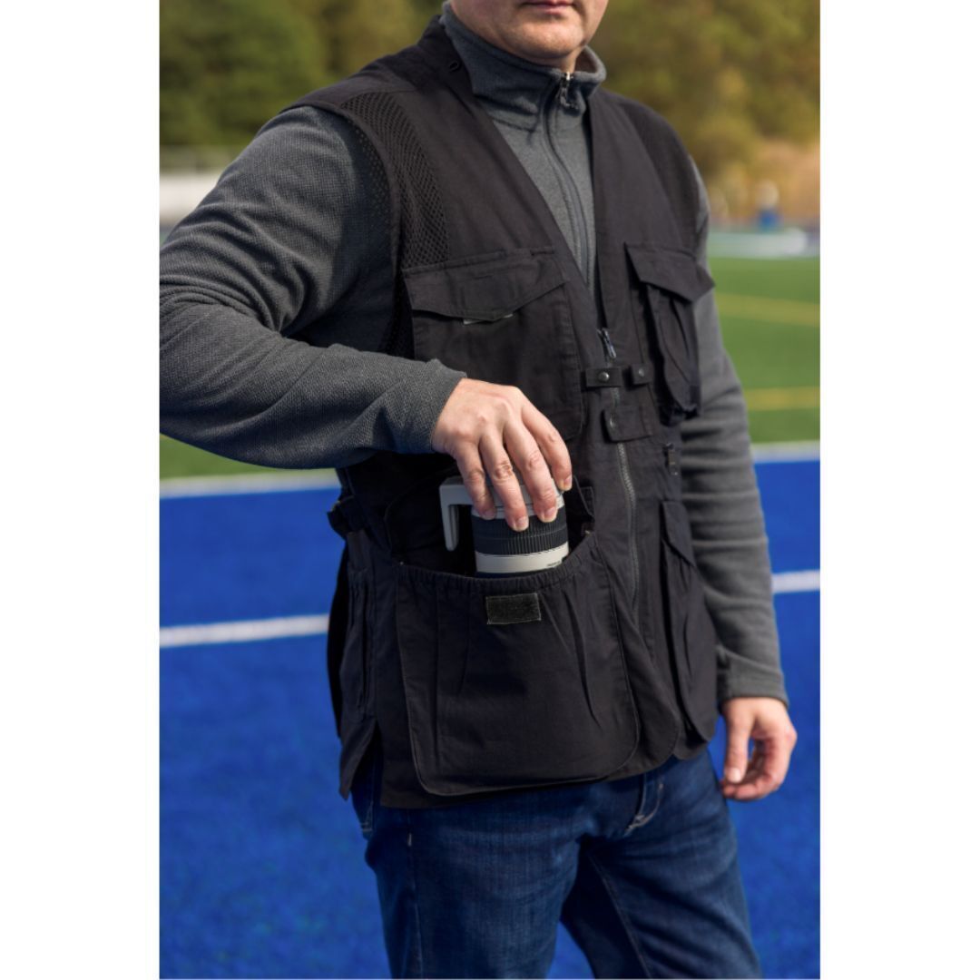 DOMKE PhoTOGS Vest with 100 Percent Cotton, 12 Pockets and Padded Collar (Black, Medium Size)