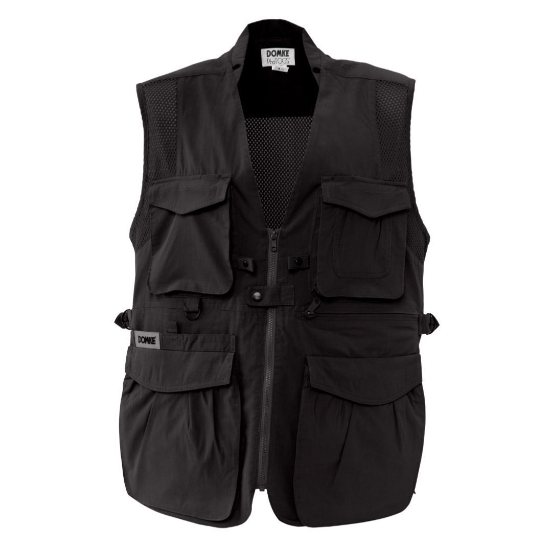 DOMKE PhoTOGS Vest with 100 Percent Cotton, 12 Pockets and Padded Collar (Black, XXL Size)