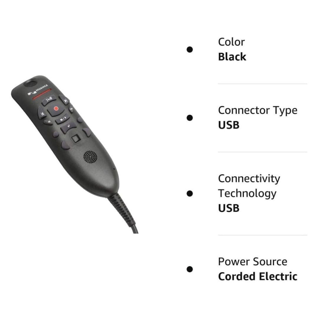 Nuance PowerMic III Unidirectional USB Microphone for Non-Healthcare Dragon with 9 Feet Cord (Black)
