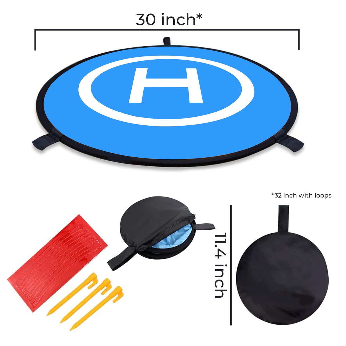 Focus Camera 30 inch Double-Sided Drone Landing Pad with Carrying Case for Universal FPV Quadcopters