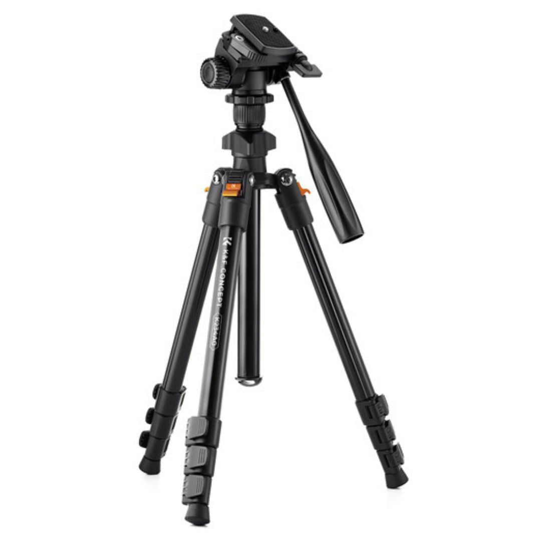 K&F Concept 64-Inch Professional Aluminum Tripod Model K234A0 and Video Head with Phone Holder