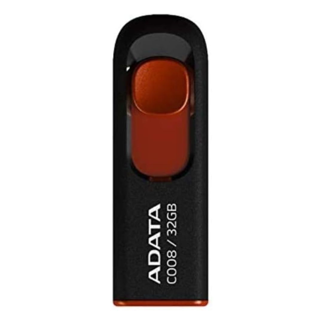 Adata C008 32GB USB 2.0 Retractable Scratchproof and Dirt-Repellent Flash Drive (Red)