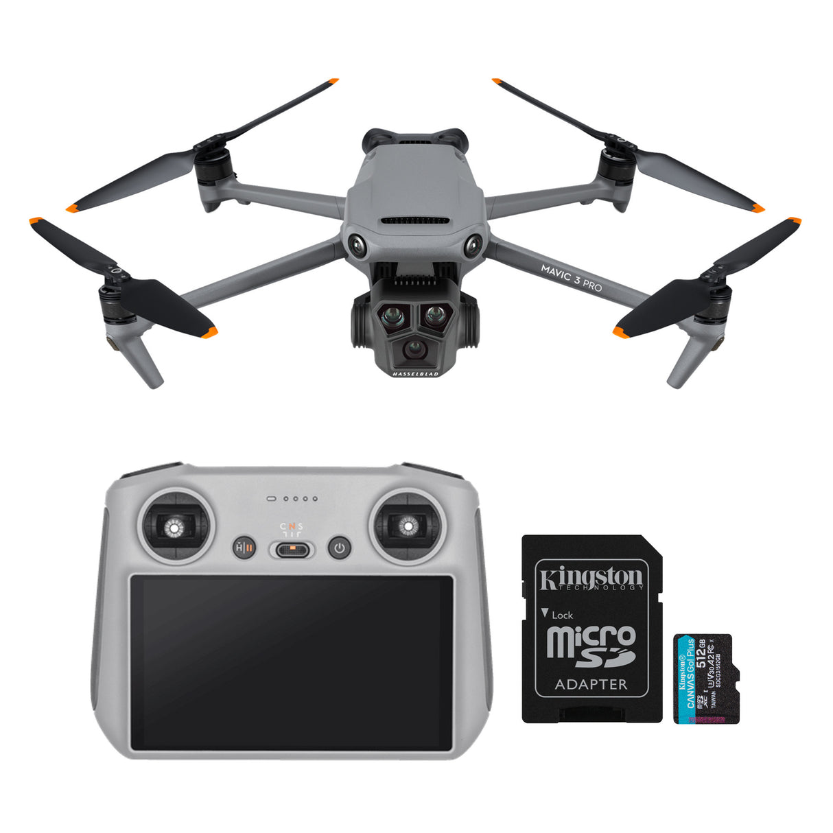 DJI Mavic 3 Pro Camera Drone with RC Remote and 128GB MicroSD – 4/3 CMOS Hasselblad Camera