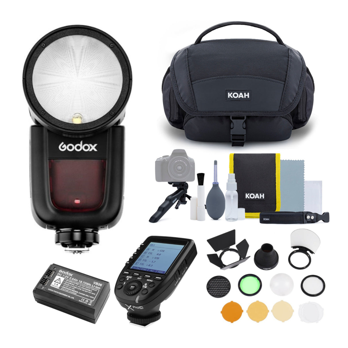 Godox V1 Flash for Fujifilm Photographer with XProC TTL Wireless Flash Trigger, and Accessory Kit
