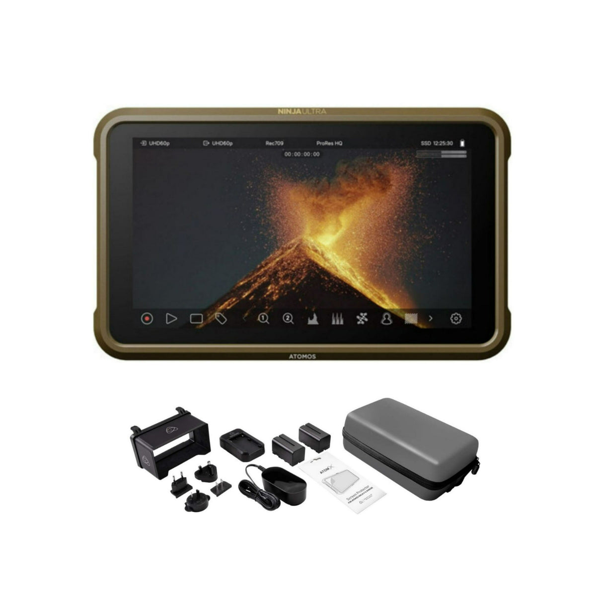 Atomos Ninja 5.2" 4K HDMI Recording Monitor with Accessories Kit (Batteries, Fast Charger, Sun Hood,