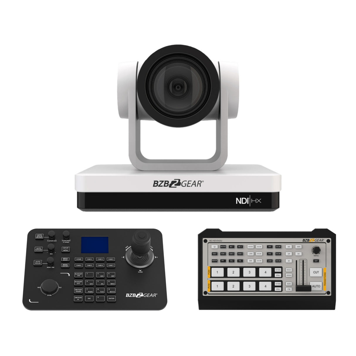 BZBGEAR 30x PTZ Camera Broadcast Kit with 4-Channel Mixer and Advanced Controller with Joystick