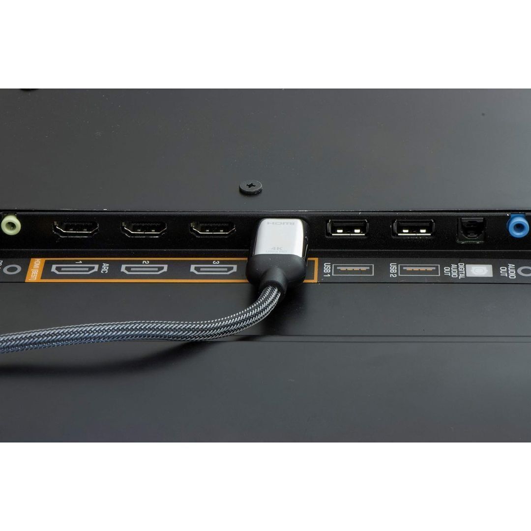 GE Pro Premium 6 Feet High-Speed HDMI Cable with Built-In Ethernet for 4K UltraHD (Silver, 2-Pack)