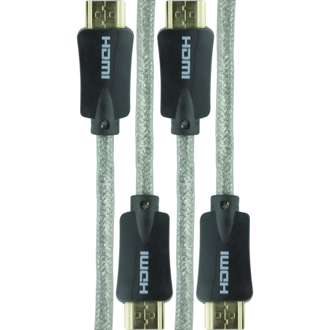 GE Pro Premium 6 Feet High-Speed HDMI Cable with Built-In Ethernet for 4K UltraHD (Silver, 2-Pack)